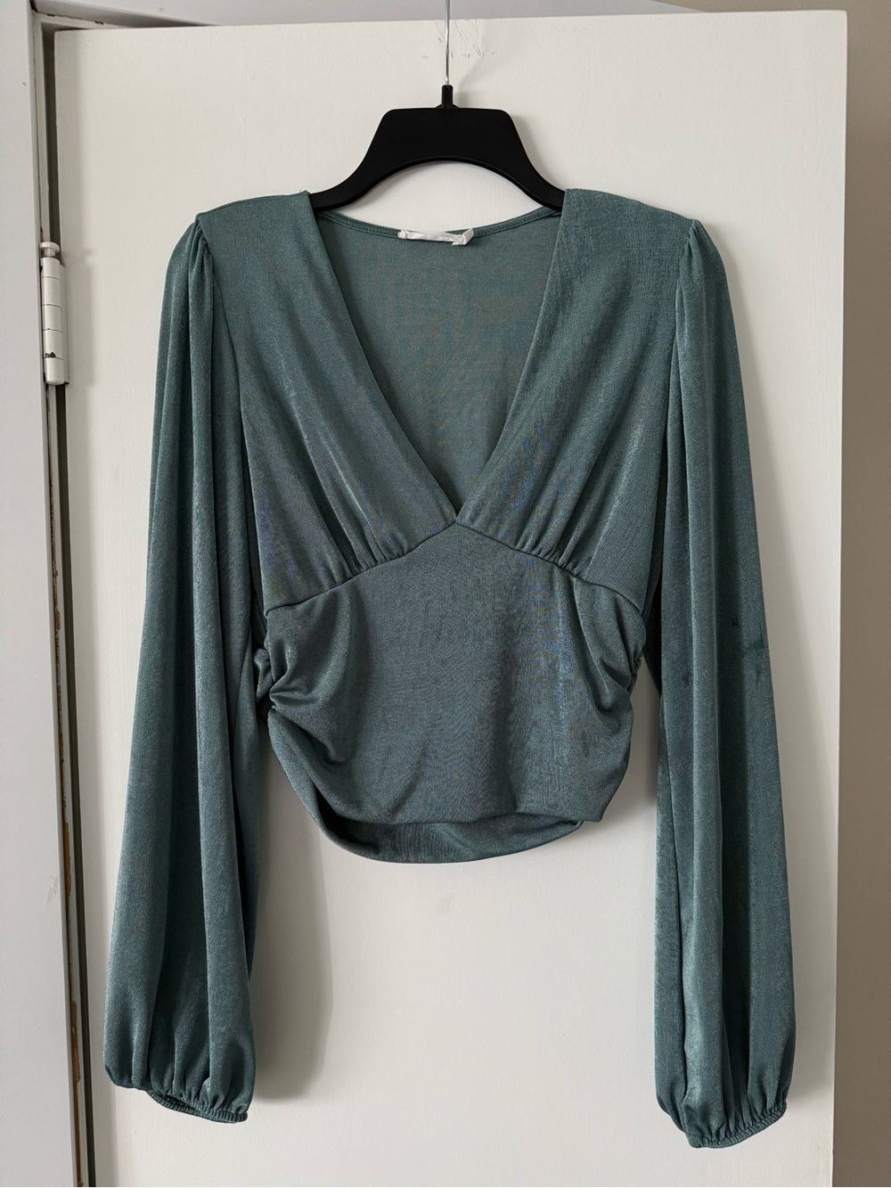 Lush Teal V-Neck Long Sleeve Blouse